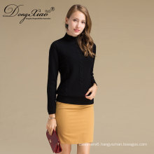 Women'S Fashion Spring Clothing Black Cashmere Knit O-Neck Sweater